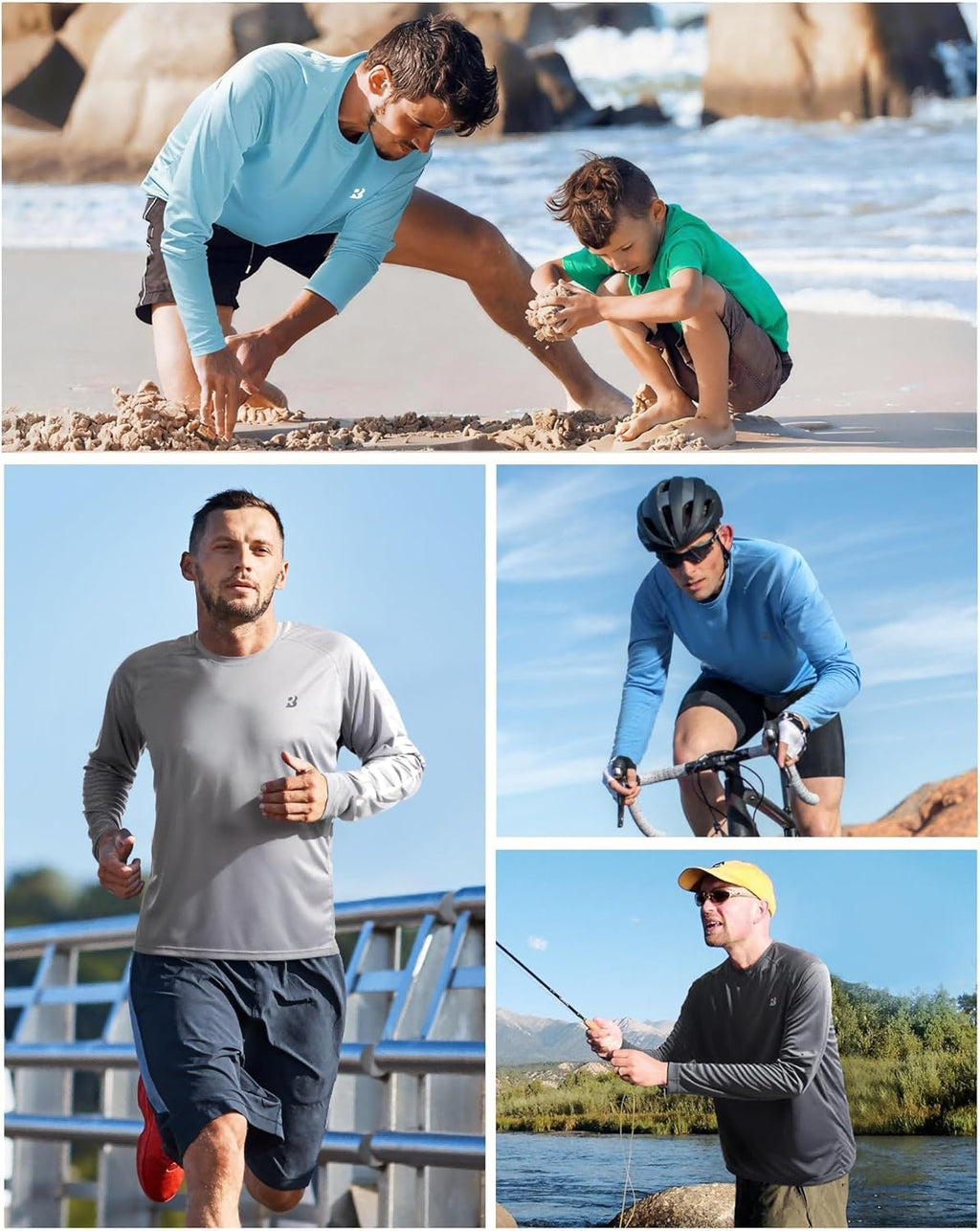 Roadbox Men's UV Sun Protection Shirt - UPF 50+ Long Sleeve Rash Guard for Fishing & Hiking
