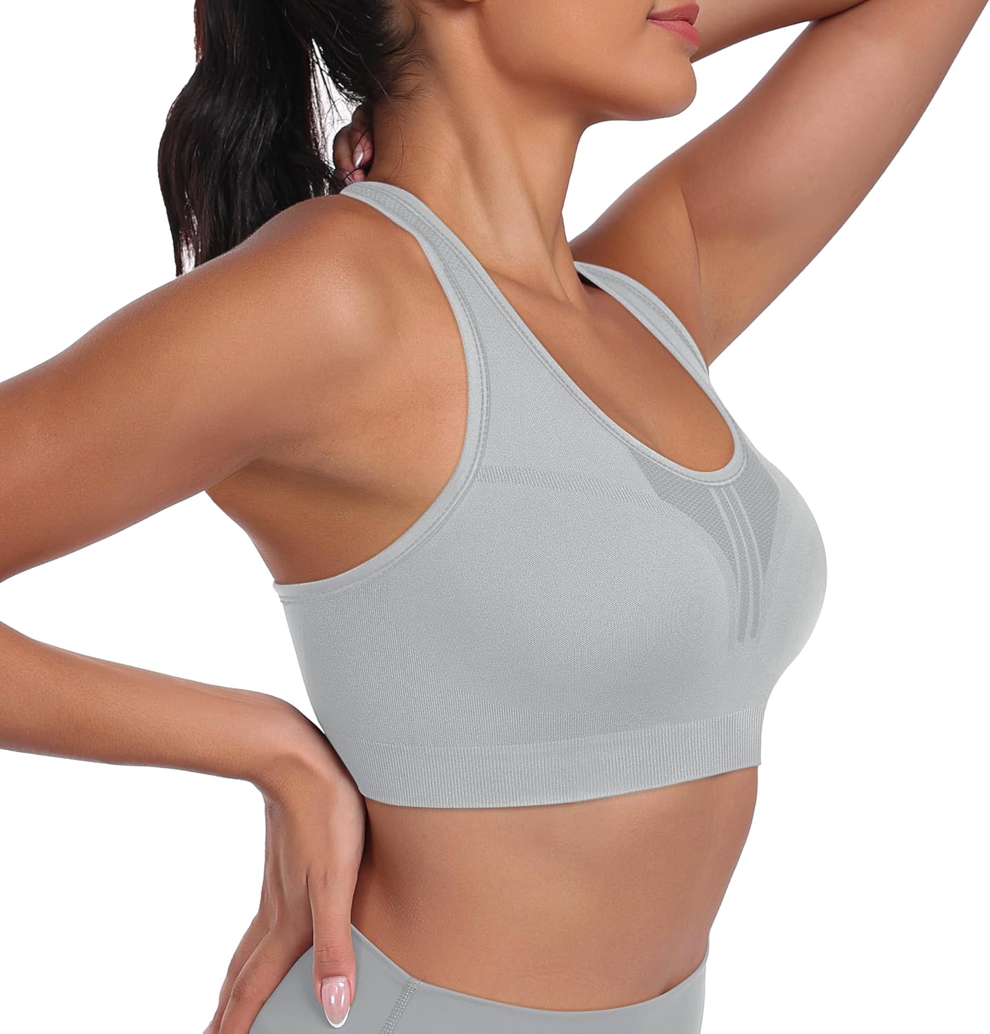 Skiennix 3-Pack High Impact Racerback Sports Bras - Padded Wirefree Workout Bra for Gym & Yoga