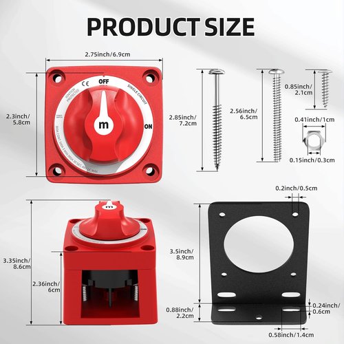 Marine Battery Switch - Heavy Duty 300A Waterproof Disconnect Switch for Boat, RV, Car, Truck