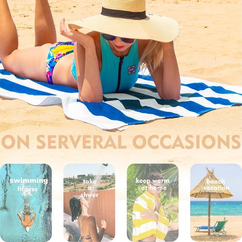Exclusivo Mezcla Oversized Cotton Beach Towels - Super Absorbent & Plush | 35x70 Inches, Ocean Blue