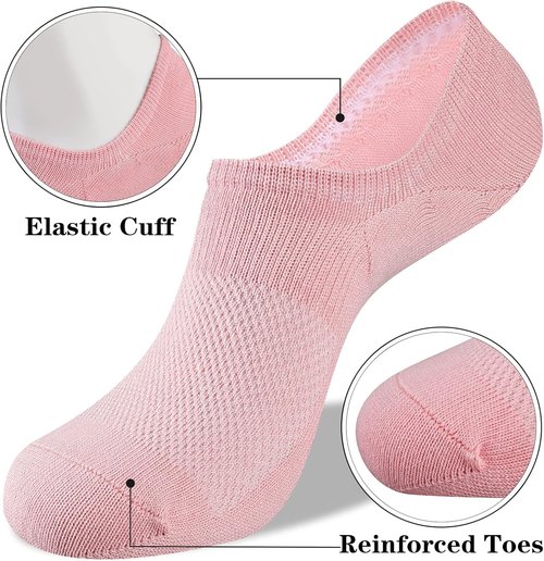 Heatuff No Show Socks - Women's Cotton Low Cut Non-Slip Casual Liner Socks | 6 Pairs