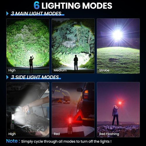NiaoChao Rechargeable LED Flashlights High Lumens, 99000 Lumens Super Bright Flashlight with 6 Modes, Waterproof Powerful Flash Light Multifunctional Flashlights for Home Camping Hiking(3 Pack)