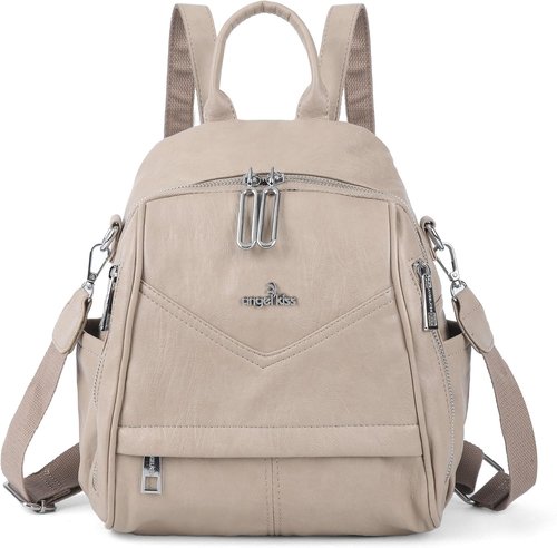 Angel Kiss Small Backpack Purse - Soft Vegan Leather Women's Designer Handbag | Roomy Apricot Color