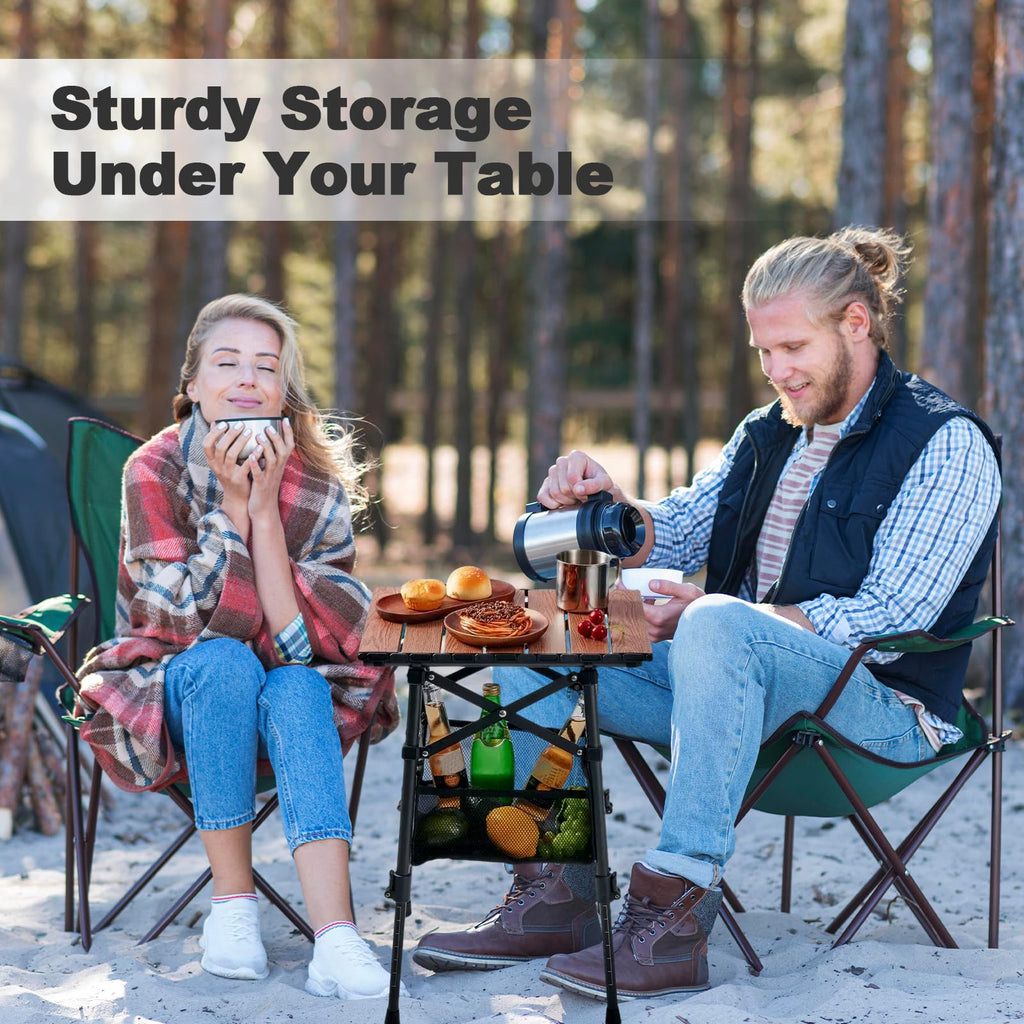 Odoland Portable Camping Table, 15.8"L x 11.8"W Folding Table with Adjustable Height 15.8" - 22", Small Beach Table with Storage Bag for Outdoor Camp, Cooking, Picnic, Travelling, Backyards, Fishing