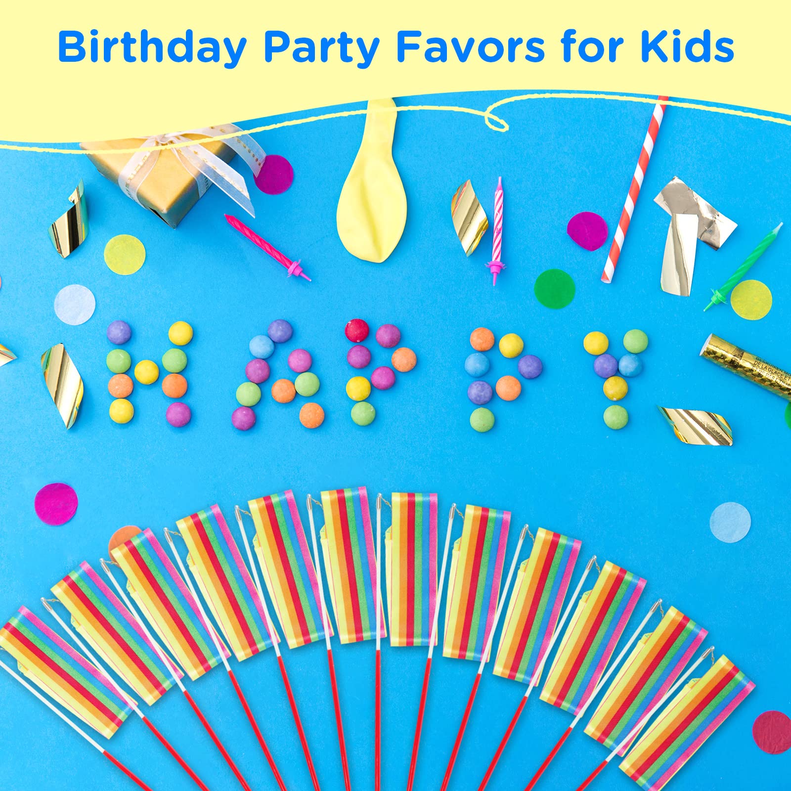 HiUnicorn 12PCS Rainbow Party Favors Dance Ribbons for Kids Circus Carnival Rhythmic Gymnastics Birthday Party Decoration Supplies, Ribbon Baton Twirling Sticks Silks Streamers Wands for Girls