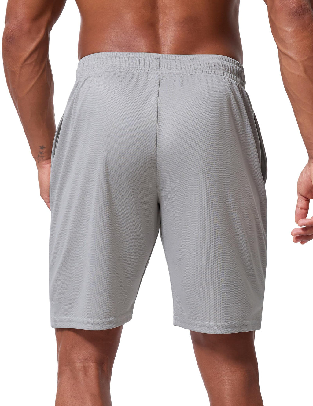 Vlynor Men's Athletic Shorts 9 Inch Inseam - Quick Dry Mesh Basketball Shorts Men, Lightweight Mens Gym Running Shorts with Pockets (Light Grey, Medium)