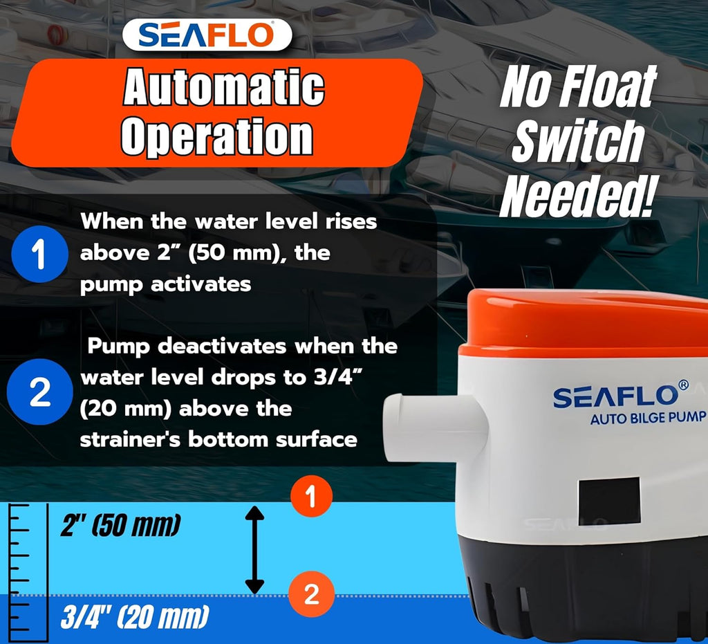 Seaflo 12V 750GPH Automatic Electric Bilge Pump - Efficient Water Removal Solution