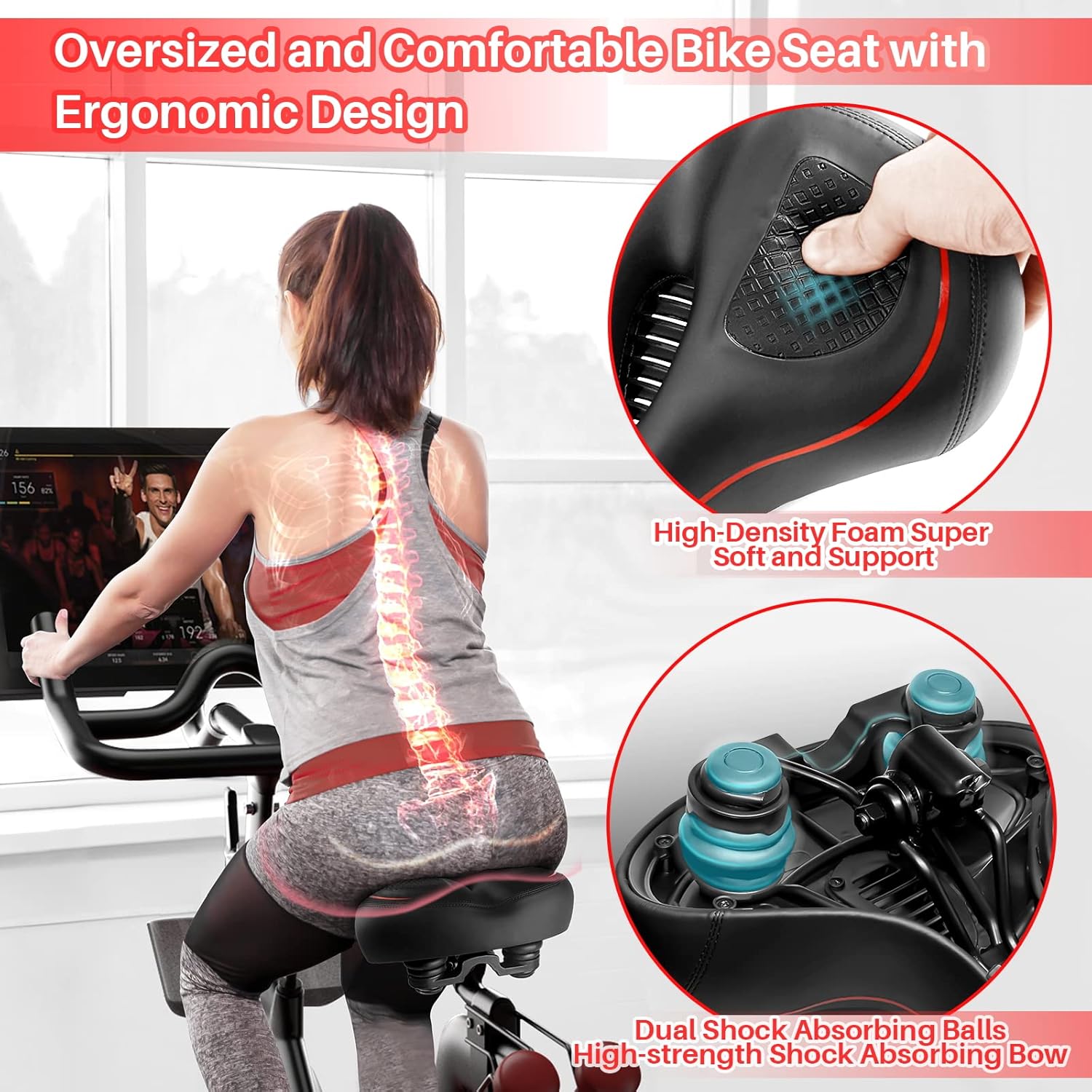 Peloton | Oversized Bike Seat Cushion - Comfort Saddle Replacement for Men & Women | Compatible with Peloton, Road & Exercise Bikes