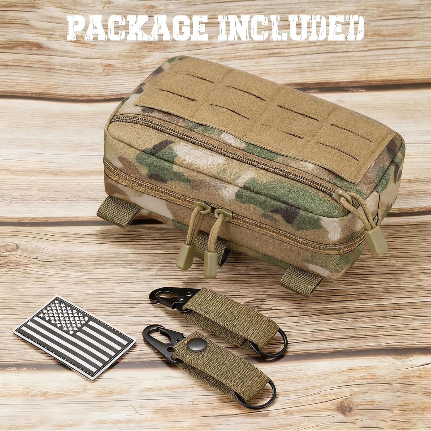 Skiennix Tactical Molle Admin Pouch - EDC Modular Pouch with 2 Keychains & US Flag Patch