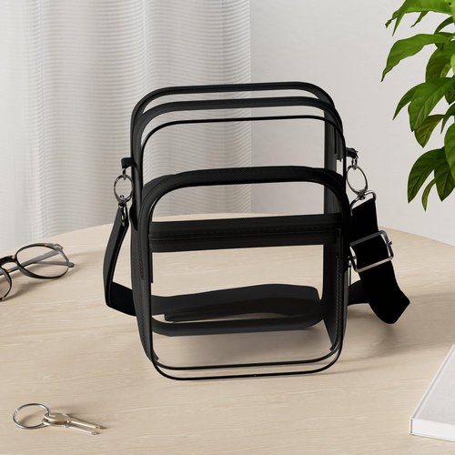 Blvornl Clear Crossbody Bag - Adjustable Shoulder Strap, Stadium Approved PVC Messenger Bag