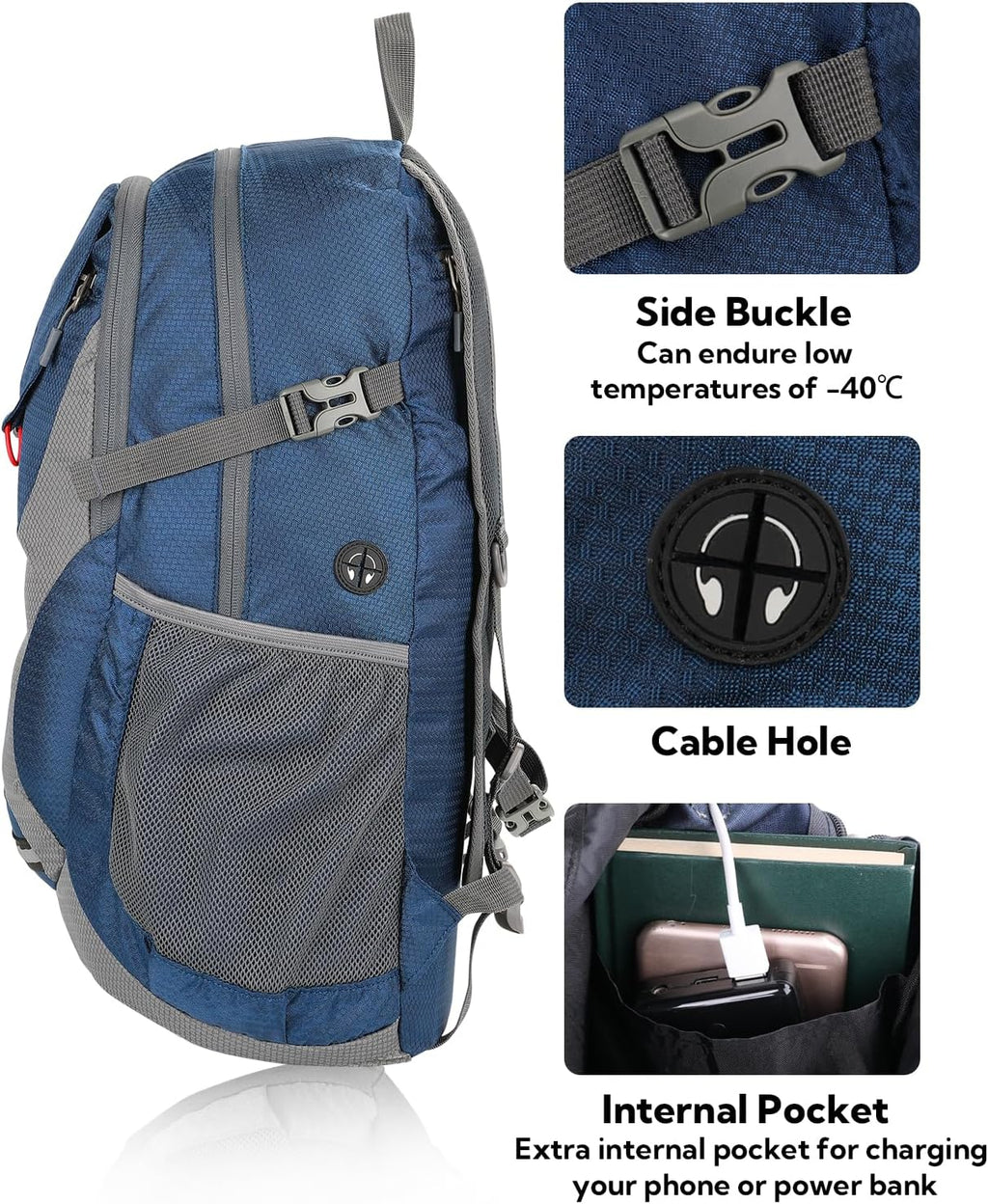 WATERFLY Lightweight 30L Packable Hiking Backpack - Ultralight Travel Daypack for Men & Women