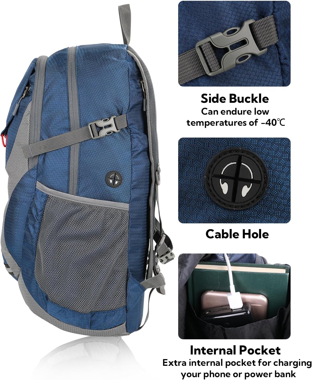 WATERFLY Lightweight 30L Packable Hiking Backpack - Ultralight Travel Daypack for Men & Women