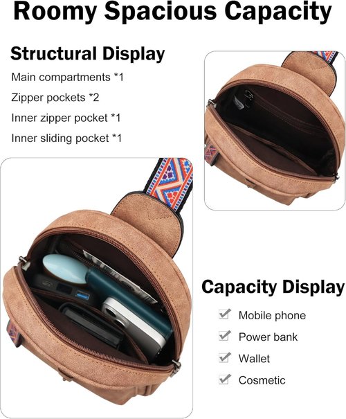 FADEON Mini Crossbody Sling Bag for Women - Stylish PU Leather Shoulder Purse in Compact Size