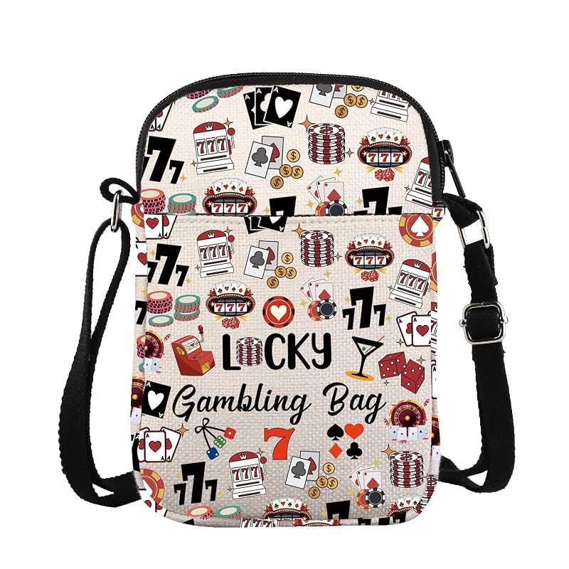 Casino Lover Gift Messenger Bag - Lucky Gambling Cross Body Bag for Gambler