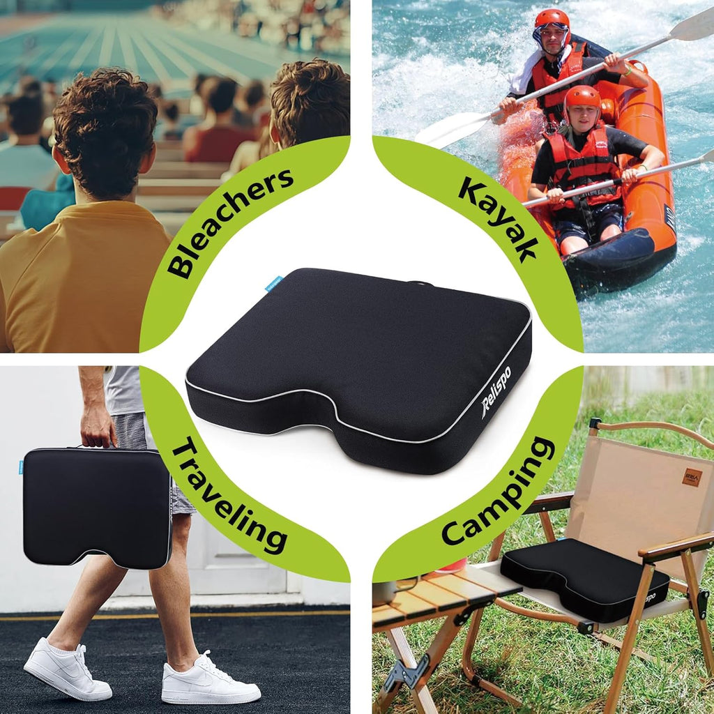 Skiennix Stadium Seat Cushion - Waterproof Extra Thick Memory Foam Bleacher Seat | Portable & Comfortable