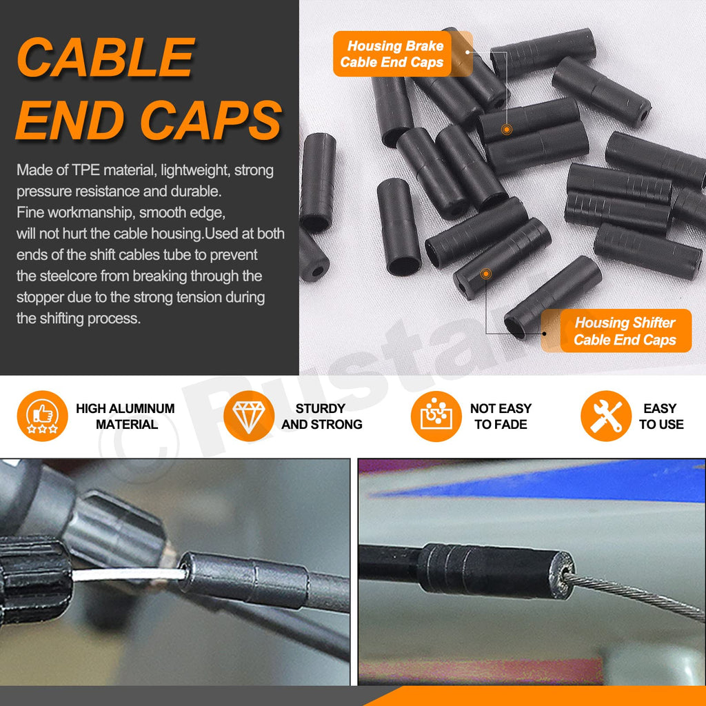 Rustark Stainless Steel Bike Cable Cutter and Brake Housing Cable Kit with End Caps and O-Rings for Mountain and Road Bikes