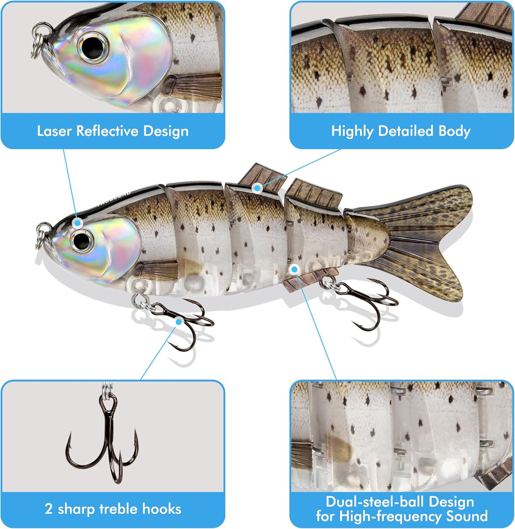 TRUSCEND Swimmax Fishing Lure - Wiggling, Vibrating, Rattling Design with BKK Hook | Heavy-Duty Dyneema Fiber Joint for Bass, Trout, Crappie