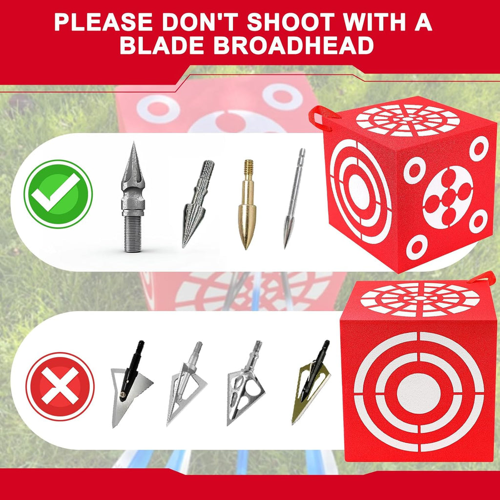 ShinyRelief 3D Foam Archery Target - Lightweight 6-Sided Dice Cube with Handle | 13 x 13 x 13 Inch