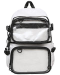 VOUSXLLEZ Ita Bag Backpack Double Window Pins Bag with insert, Backpack for Cosplay and Concert(Pins NOT Included) (White)