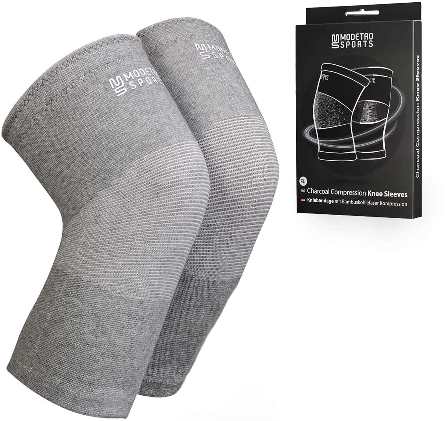 Skiennix Knee Compression Sleeve - Supportive Brace for Men & Women | XL Grey for Running & Weightlifting