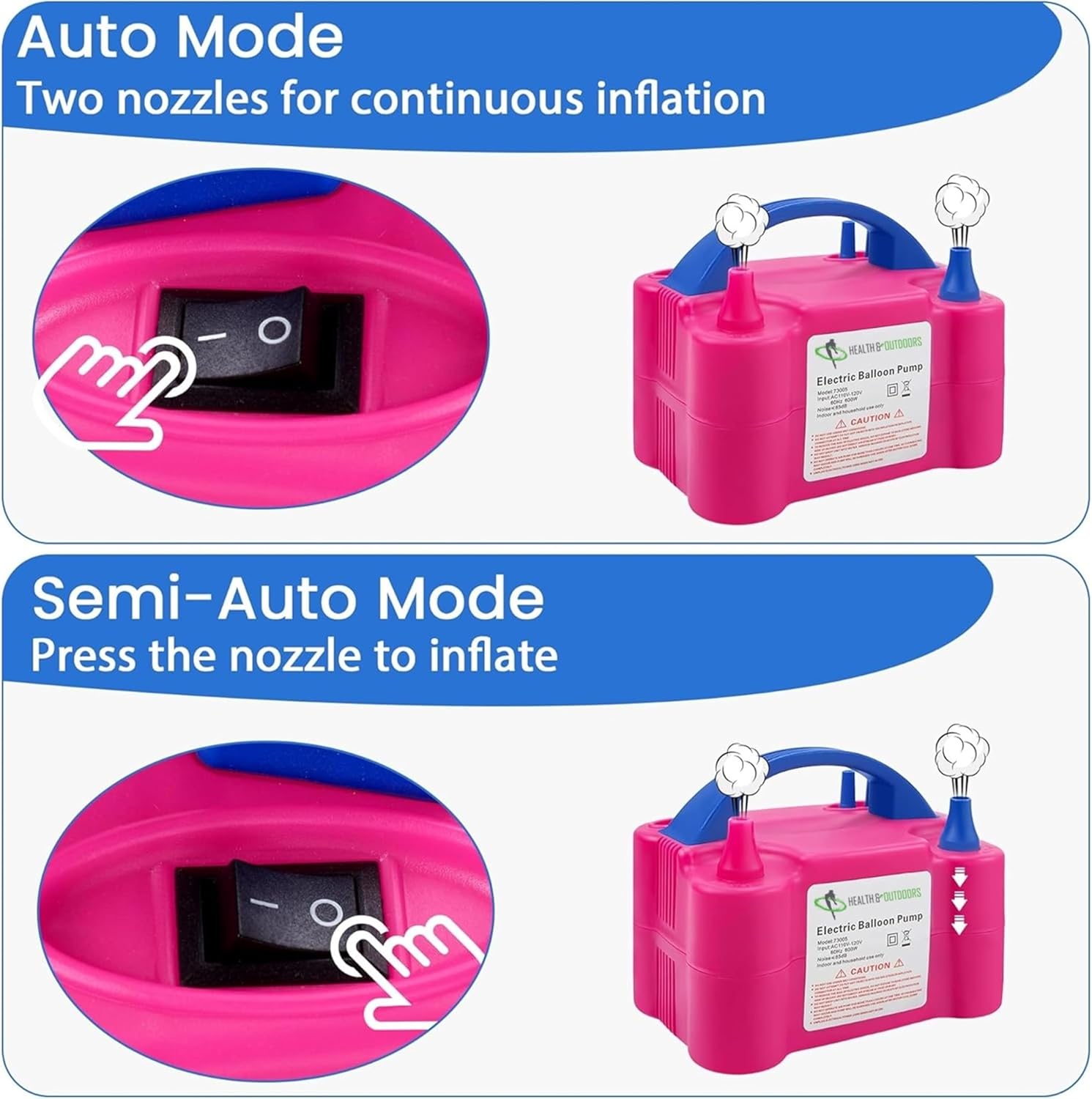 Skiennix Electric Balloon Pump - Portable Dual Nozzle Air Blower for Party Decorations | 110V 600W, Rose Red