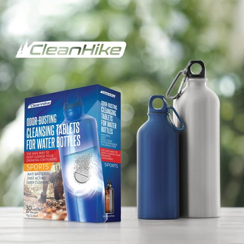 CleanHike Tumbler Water Bottle Cleaning Tablets - (60 Tablets) All Natural Ingredient, Great for All Stainless, Plastics, Ceramic and Glass Drinking Containers, Individually Packed (2)