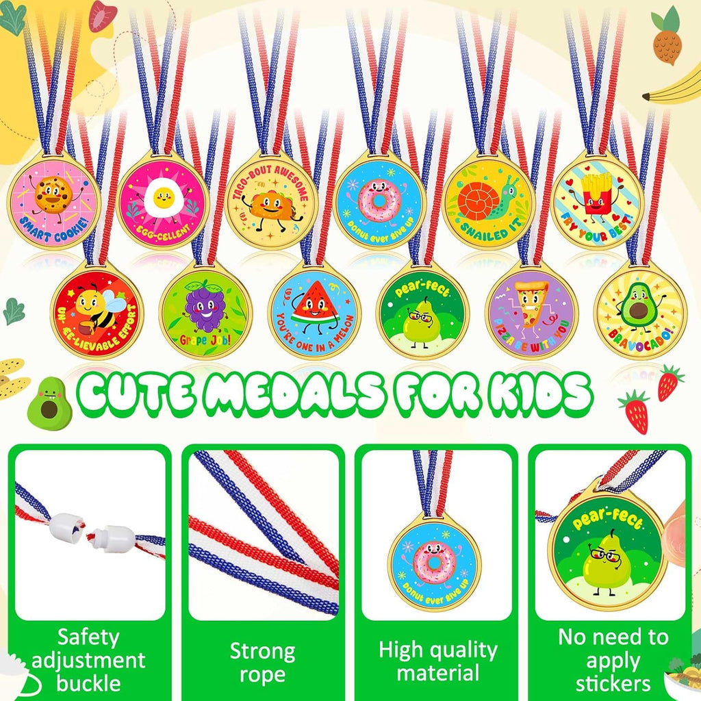 Skiennix Gold Plastic Award Medals - 36 Pcs Motivational Stickers for Kids | Perfect for Sports and Classroom Rewards