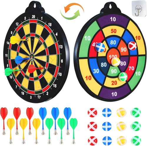 Moopok Magnetic Dart Board for Kids - 12 Magnetic Darts & Sticky Balls | Indoor/Outdoor Fun for Ages 3-12