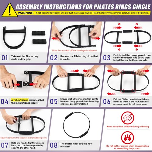 Krightlink Pilates Ring Circle, 14" Magic Circle Pilates Rings for Focusing on Toning Inner Thighs, Arms, and Core, Fitness Exercise Ring Workout Ring for Yoga and Pilates (Black)