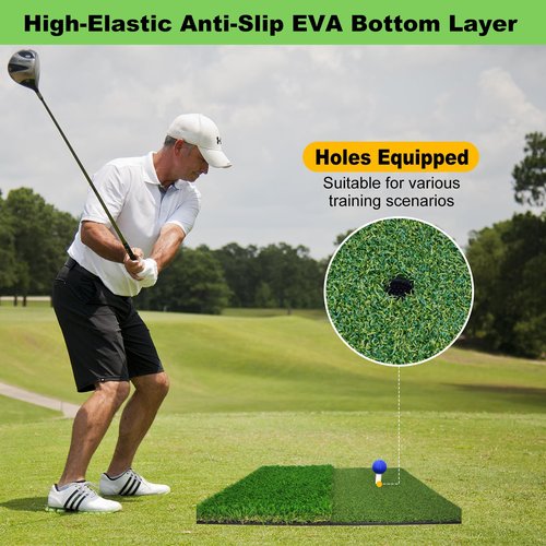Xamanabu Foldable Golf Hitting Mat with 10mm EVA Base, Premium Dual-Turf Golf Practice Mat for Indoor/Outdoor Training, Simulator Swing and Chipping, Ideal Gift for Golfers, Men, Dad, Husband
