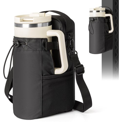 Hilhook Magnetic Gym Bag, 5 Built-in Strong Magnets Gym Water Bottle Carrier Bag with Pockets & Shoulder Strap Compatible with Owala Hydro Flask Stanley, Fits 14-40oz Bottles