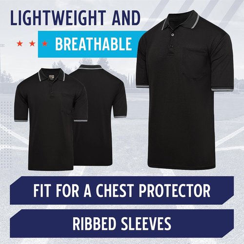 Murray Sporting Goods Polo Umpire Shirt - Short Sleeve Design for Comfort | Fits Chest Protector