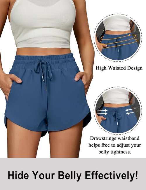 BMJL Women's Running Shorts - High Waisted 2.5" Athletic Gym Shorts with Zipper Pockets for Summer