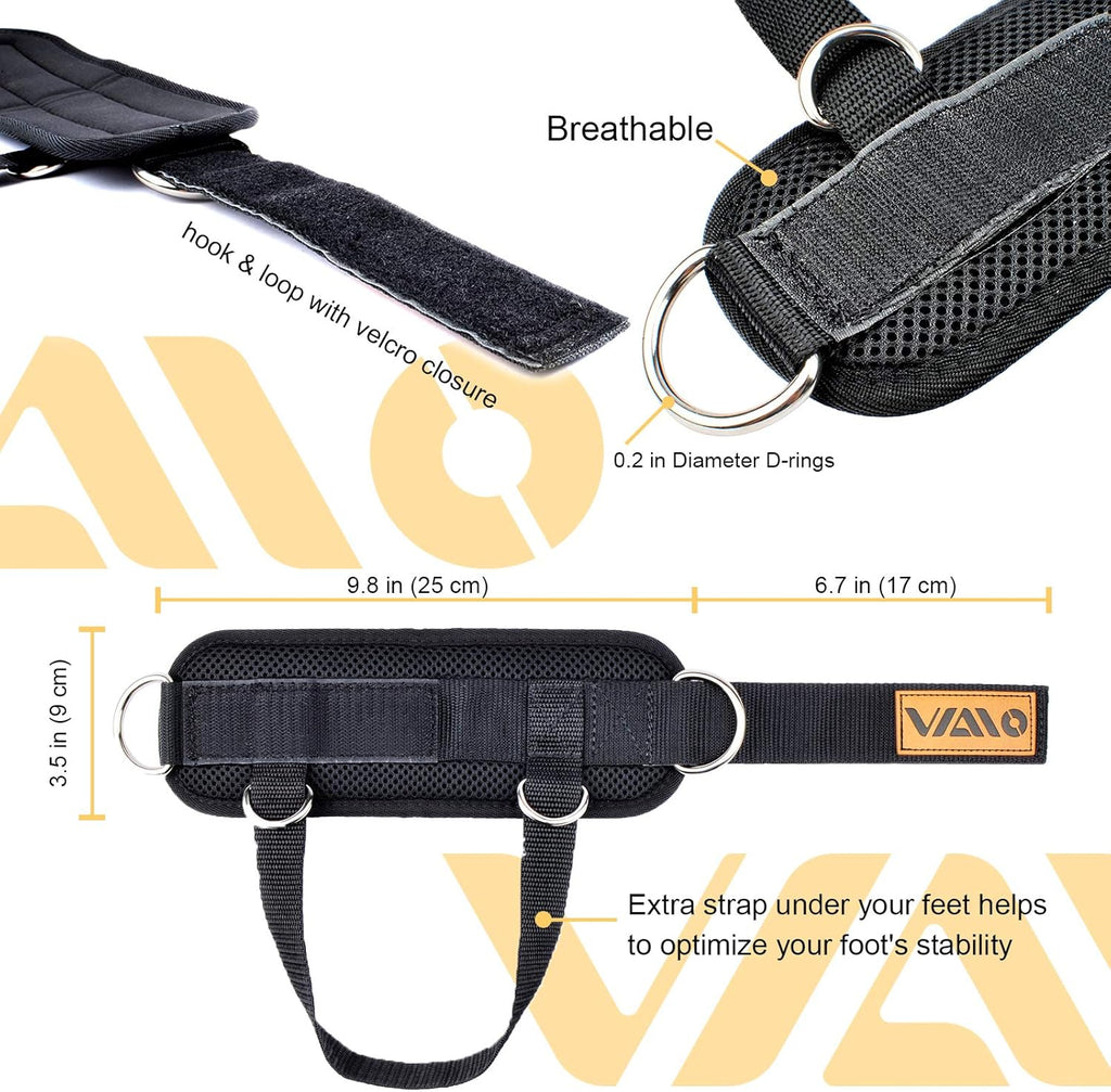 VAIIO Ankle Straps for Cable Machines - Adjustable Neoprene Comfort Fit | Premium Double D-Ring Cuffs for Toning Legs & Glutes