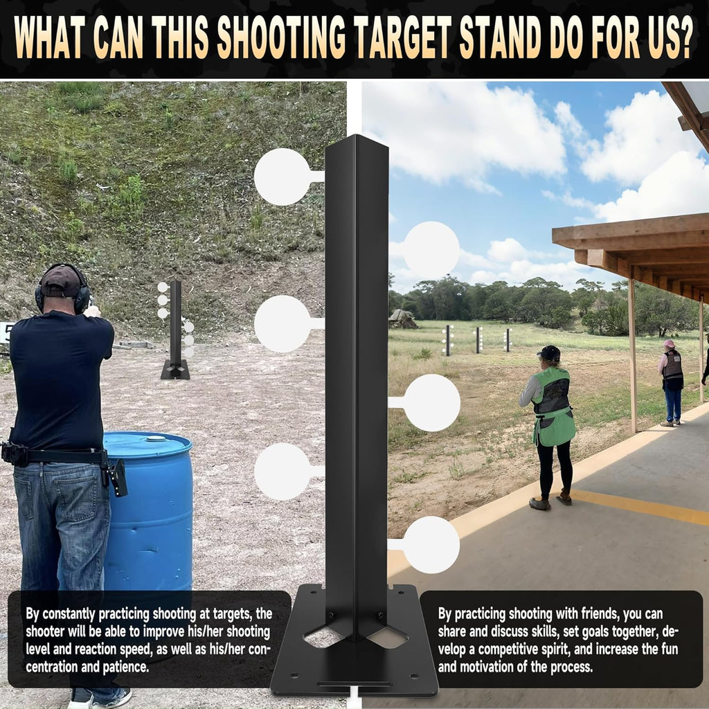Skiennix Metal Swing Shooting Target Stand - Heavy Duty Alloy Steel with 6 Steel Plates | 180° Rotation