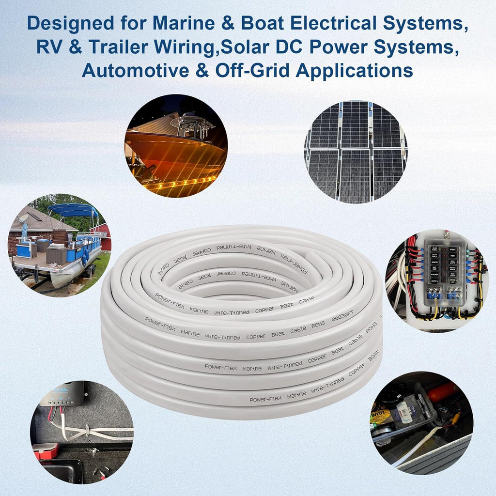 XRDS Marine Wire - 12 AWG Duplex Boat Cable (Red & Black) | 10FT High-Strand Tinned Copper, Flexible PVC Jacket for Boats, RVs & Solar