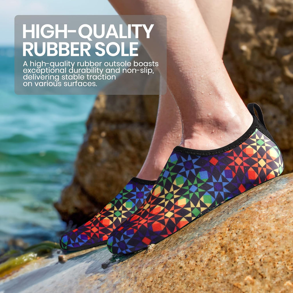 SEEKWAY Water Shoes - Quick-Dry Aqua Socks for Adults - Non-Slip Design for Beach & Pool | Black SK002(U)