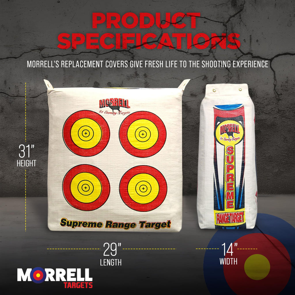 Morrell 4 Pack Weatheprroof Supreme Range Adult Field Point Archery Bag Target with NASP Scoring Rings, Nucleus Center, and IFS Technology, White