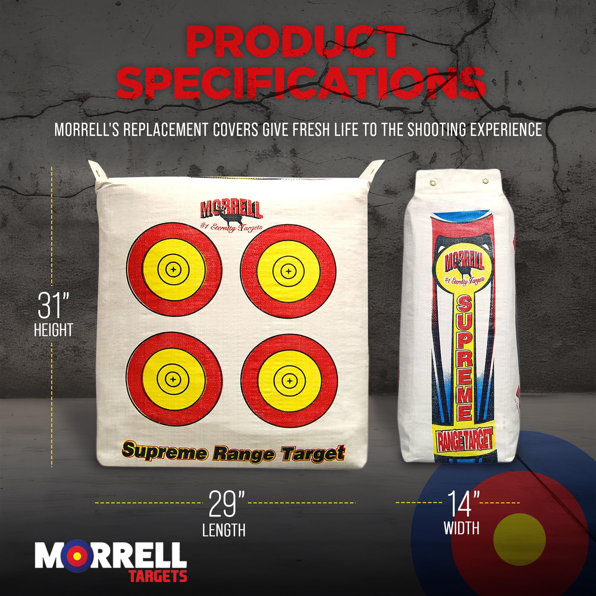 Morrell 4 Pack Weatheprroof Supreme Range Adult Field Point Archery Bag Target with NASP Scoring Rings, Nucleus Center, and IFS Technology, White
