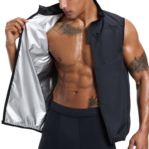 HOTSUIT Sweat Vest for Men Weight Loss Full Zipper Sauna Vest for Men Anti-Rip Heat Trapping Shirt for Gym Boxing, Black, 3XL