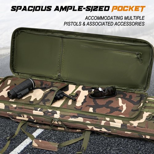 DULCE DOM Tactical Soft Padded Double Rifle Case - Heavy-Duty Gun Bag for 2 Rifles & Pistols | 36-48 Inch
