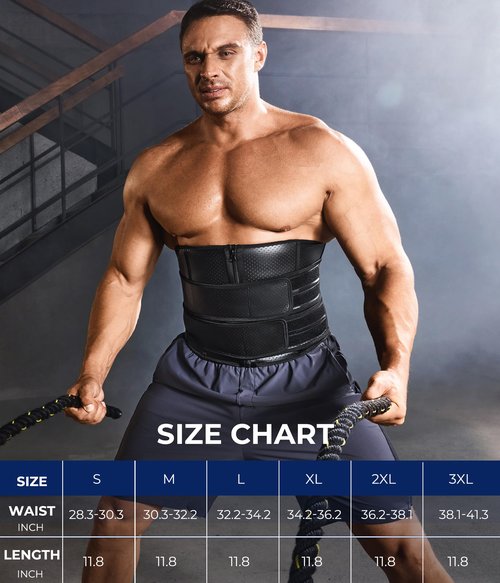 TAILONG Waist Trainer for Men - Sweat Band Trimmer Belt Fajas Para Hombres Stomach Wrap Workout Body Shaper Black