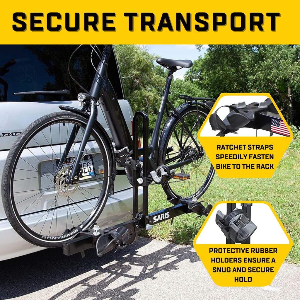 Saris Freedom 2-Bike Hitch Rack – Universal Fit for All Bike Types, 1¼" & 2" Receivers, 120 lb Capacity, Compact Design, Secure Ratcheting Straps