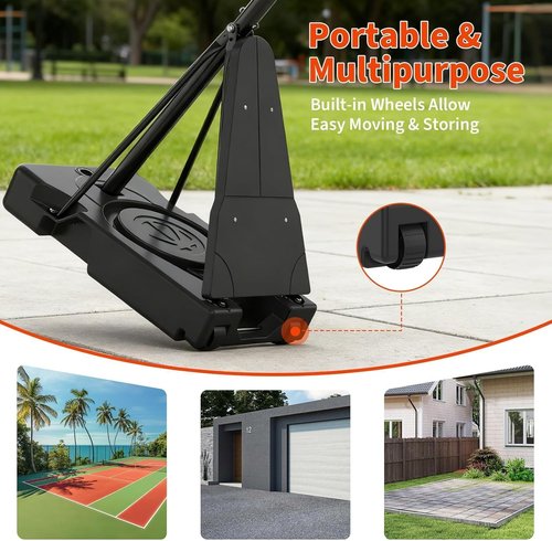 **Skiennix Portable Basketball Hoop - 48 Inch Shatterproof Backboard - Height Adjustable 4.9-10FT with Wheels**