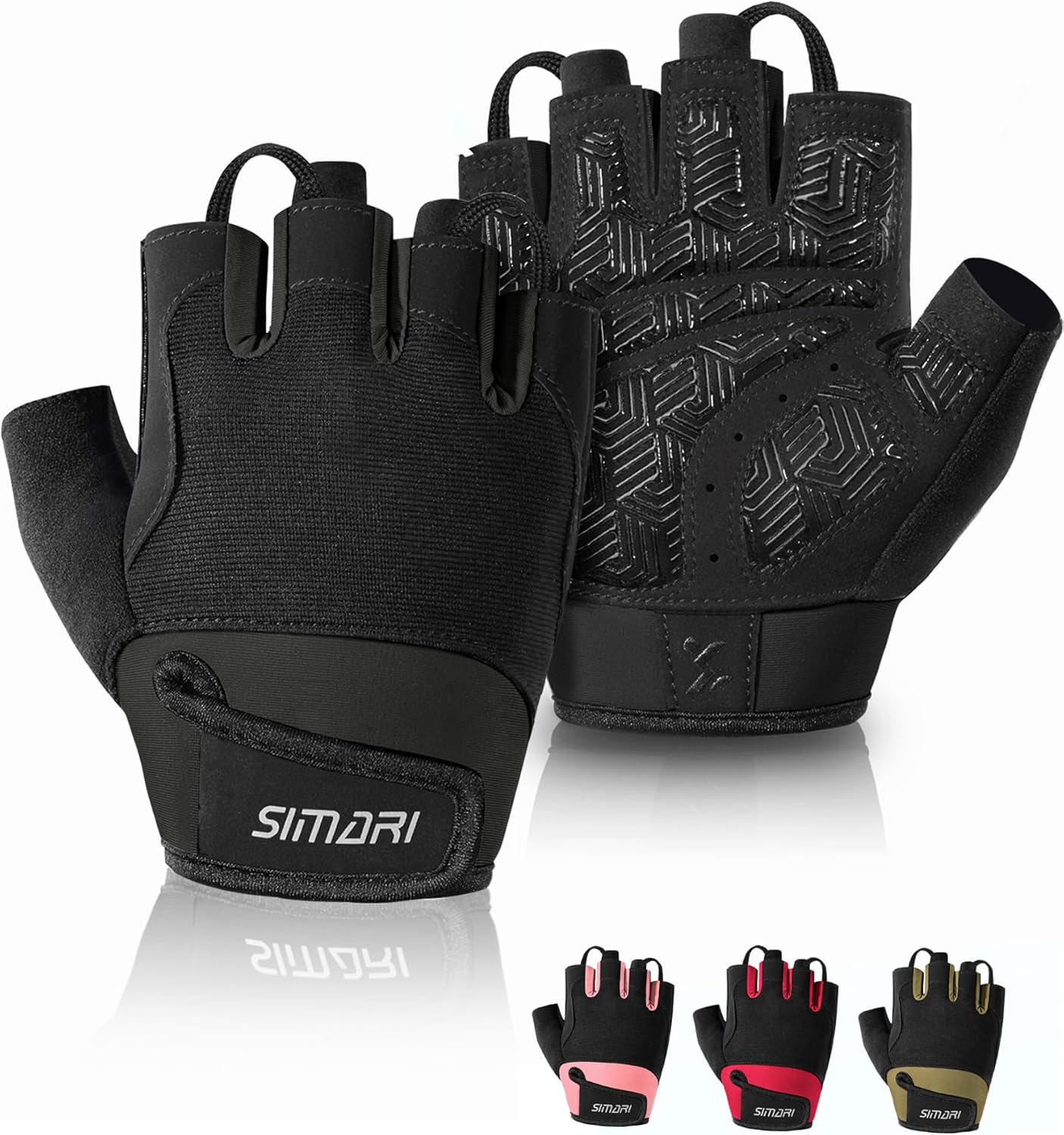 SIMARI Workout Gloves - Breathable Weight Lifting Gloves with Full Palm Protection | Black & Pink Sizes Available