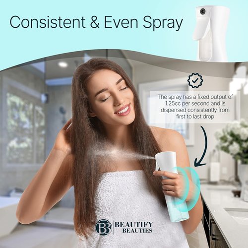 BeautifyBeauties Spray Bottle for Hair - Continuous Mister for Hairstyling, Cleaning & More | 10.1 Ounce