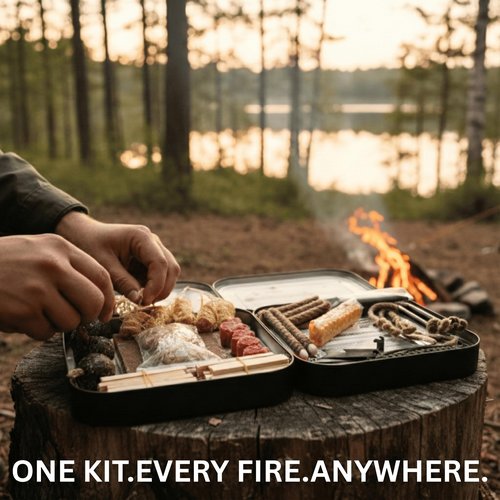 TITAN PPE TinFerno Fire Starting Kit – 100pc Fire Starter for Campfires, Ferro Rod, Magnesium Flint, Char Cloth, Fatwood, Wax Rope, Hemp Wick, Camping, Hiking, Bushcraft & Gift - Emergency Fire Kit