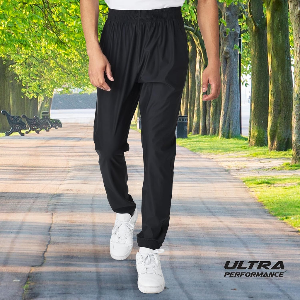 Ultra Performance Men's Athletic Jogger Pants - Stretch Nylon Gym Pants with Pockets for Active Workouts