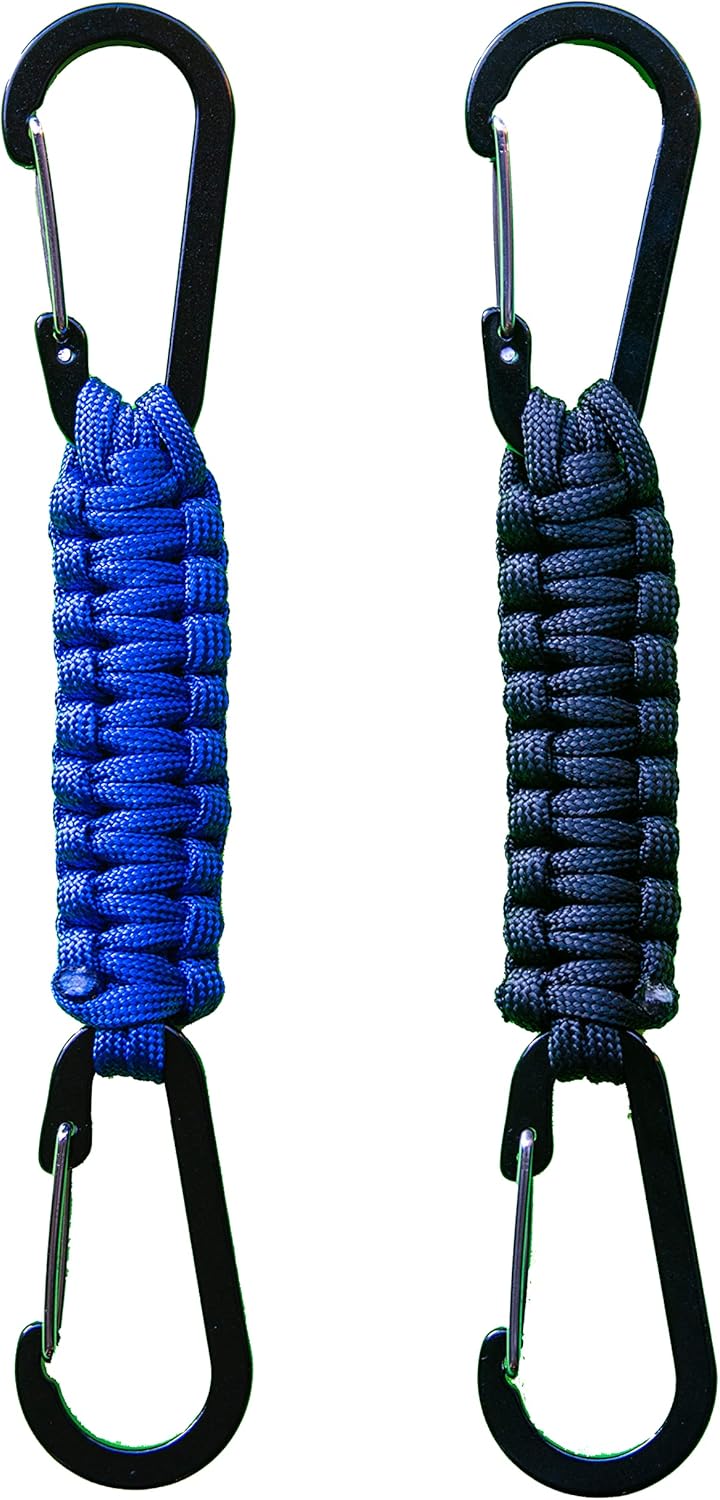 Paracord Keychain Carabiner Clips by [Brand Name] - Heavy Duty Double Hook Lanyard for Strollers, Bottles, and Tools | 2 Pack