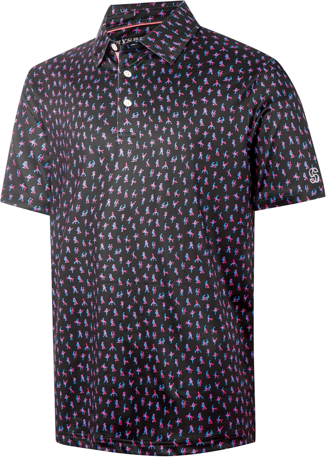 Skiennix Men's Golf Shirts - Moisture-Wicking Short Sleeve Polo with Funny Love Print | X-Large Pink